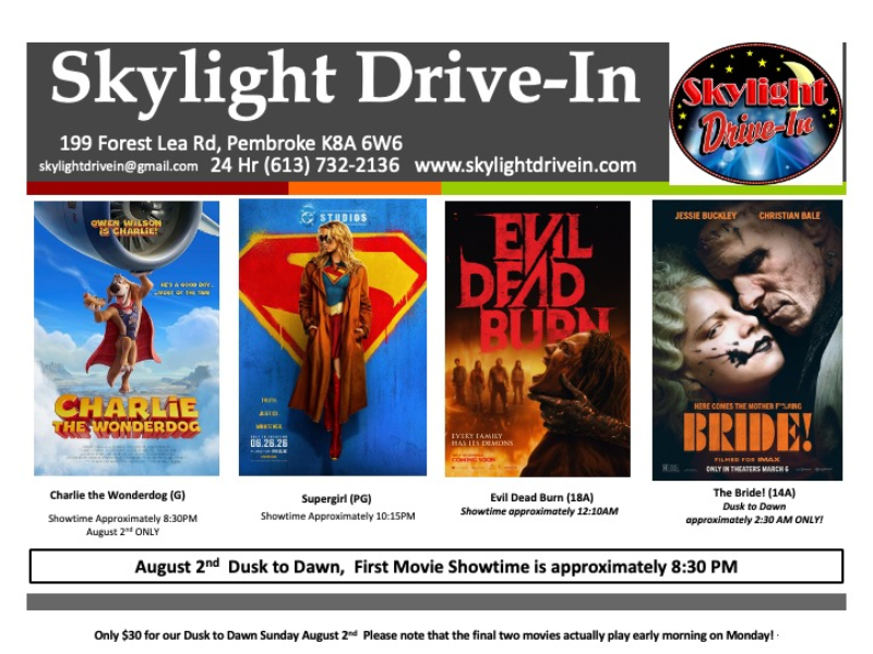 Dusk to Dawn!   Charlie The Wonderdog Followed By Supergirl WITH Evil Dead Burn and finally The Bride!